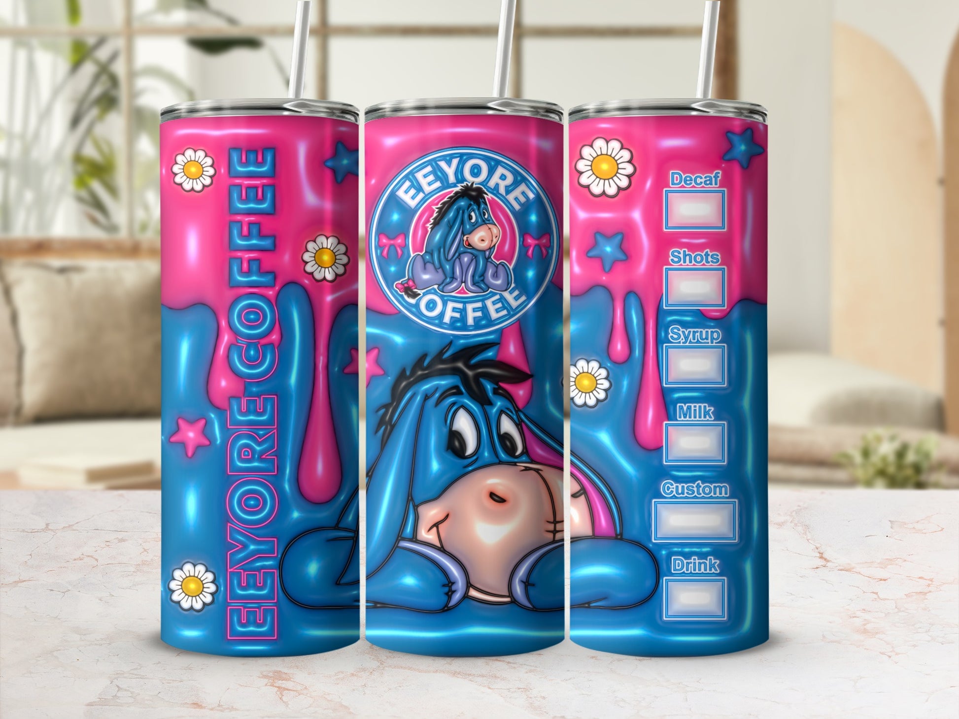 Eeyore Coffee Customizable Drink Tumbler with Straw
