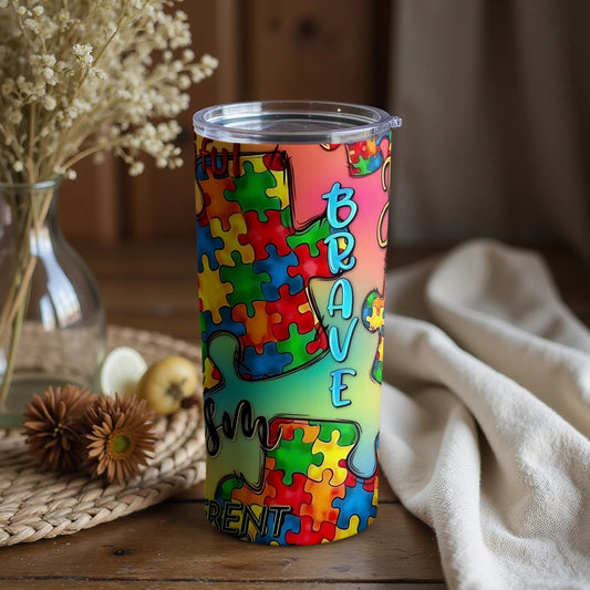 Colorful Puzzle Themed Brave Insulated Tumbler