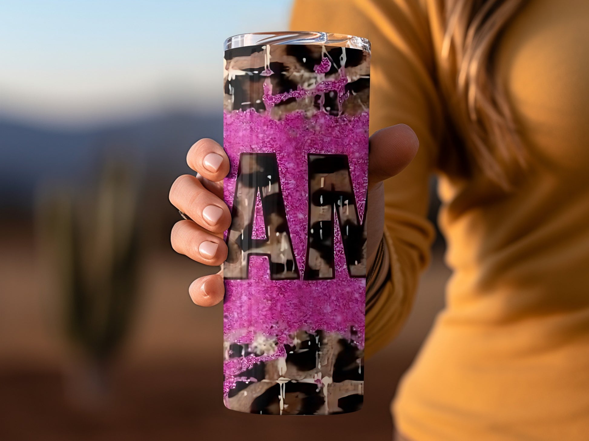 Pink and Black Pattern Customizable Tumbler Product