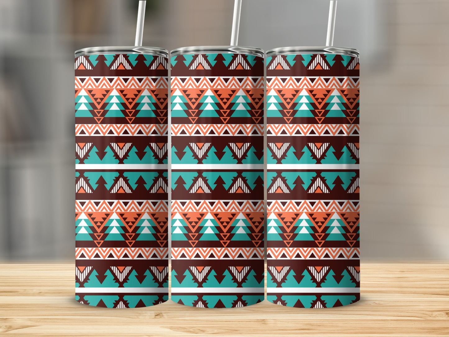 Vibrant Geometric Patterned Drink Tumbler Product