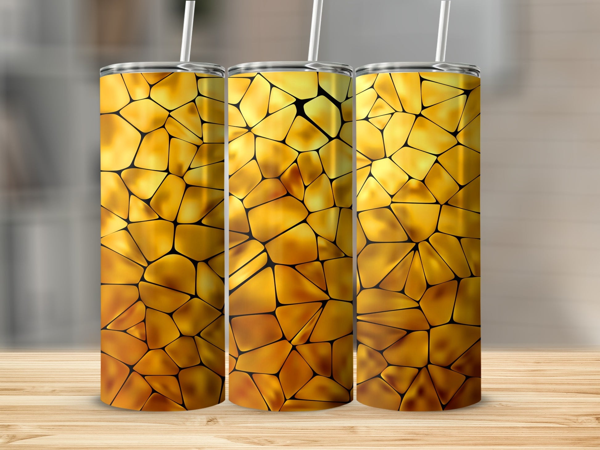 Abstract Golden Irregular Geometric Pattern Tumbler product type