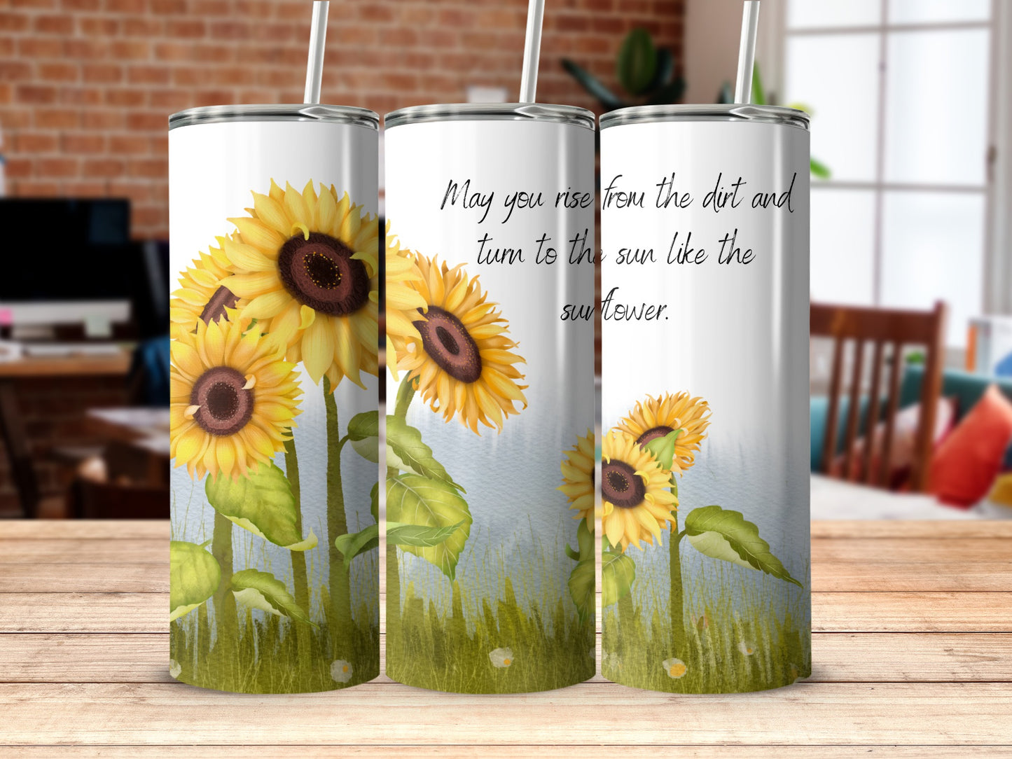 Sunflower Design Tumbler with Inspirational Quote