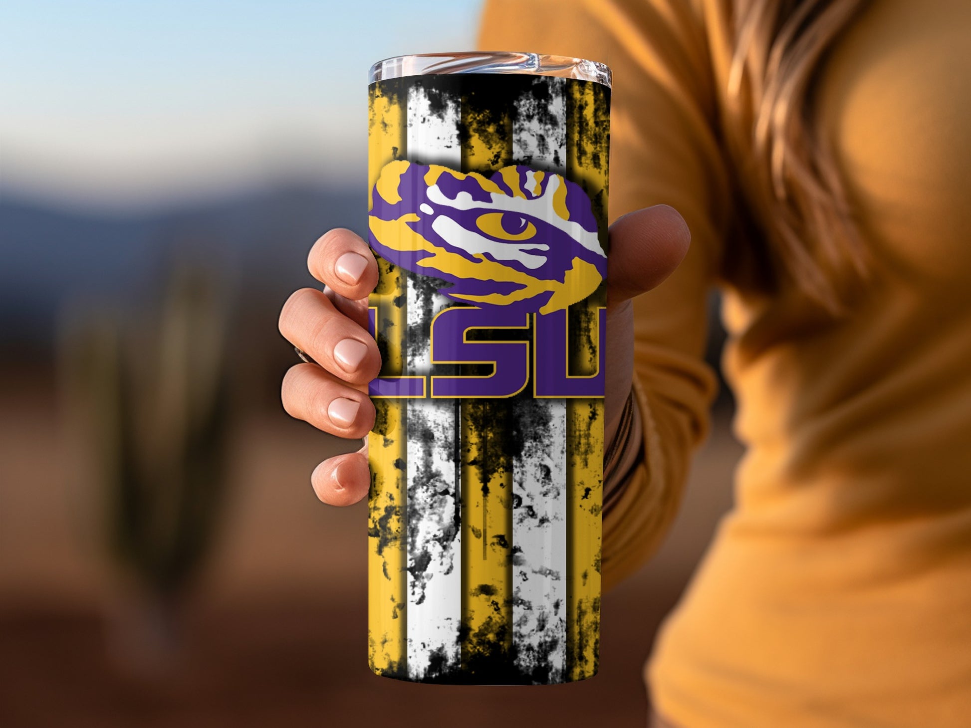LSU Tigers Striped Insulated Travel Tumbler Cup