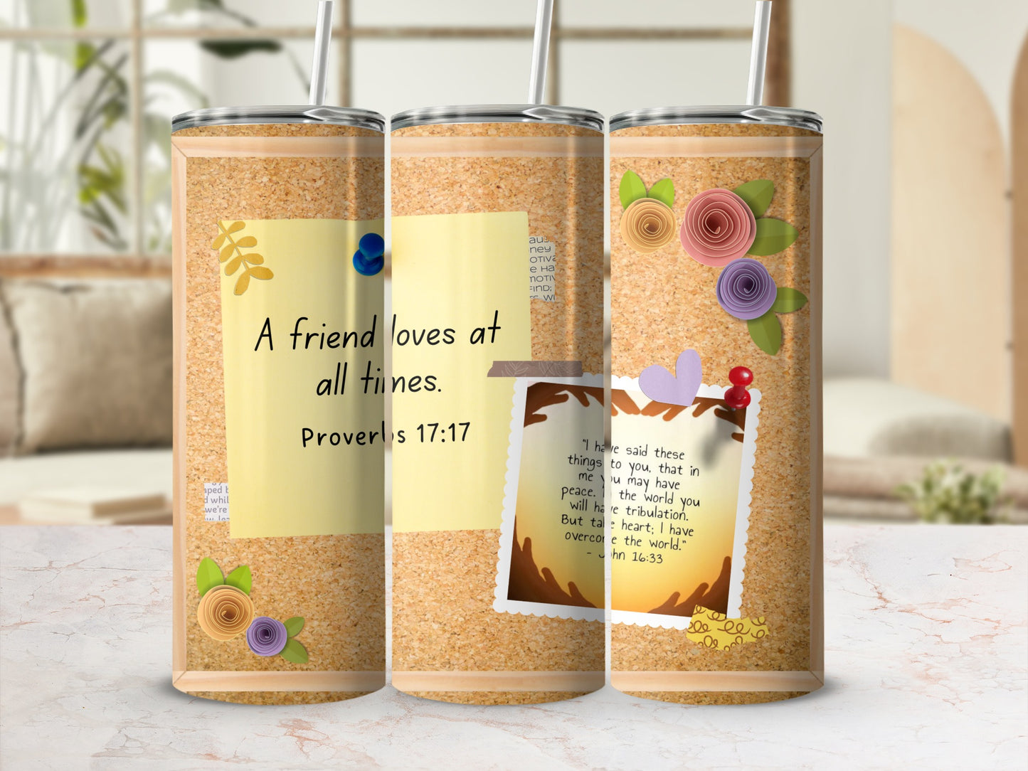 Inspirational Bible Verse Corkboard Design Tumbler