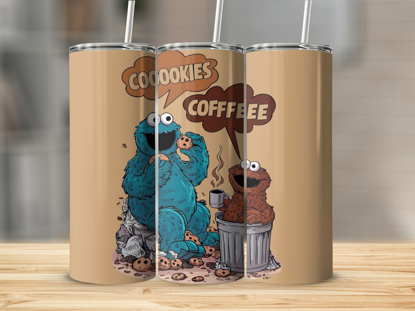 Cookie Monster Coookies Coffee Design Tumbler Mug