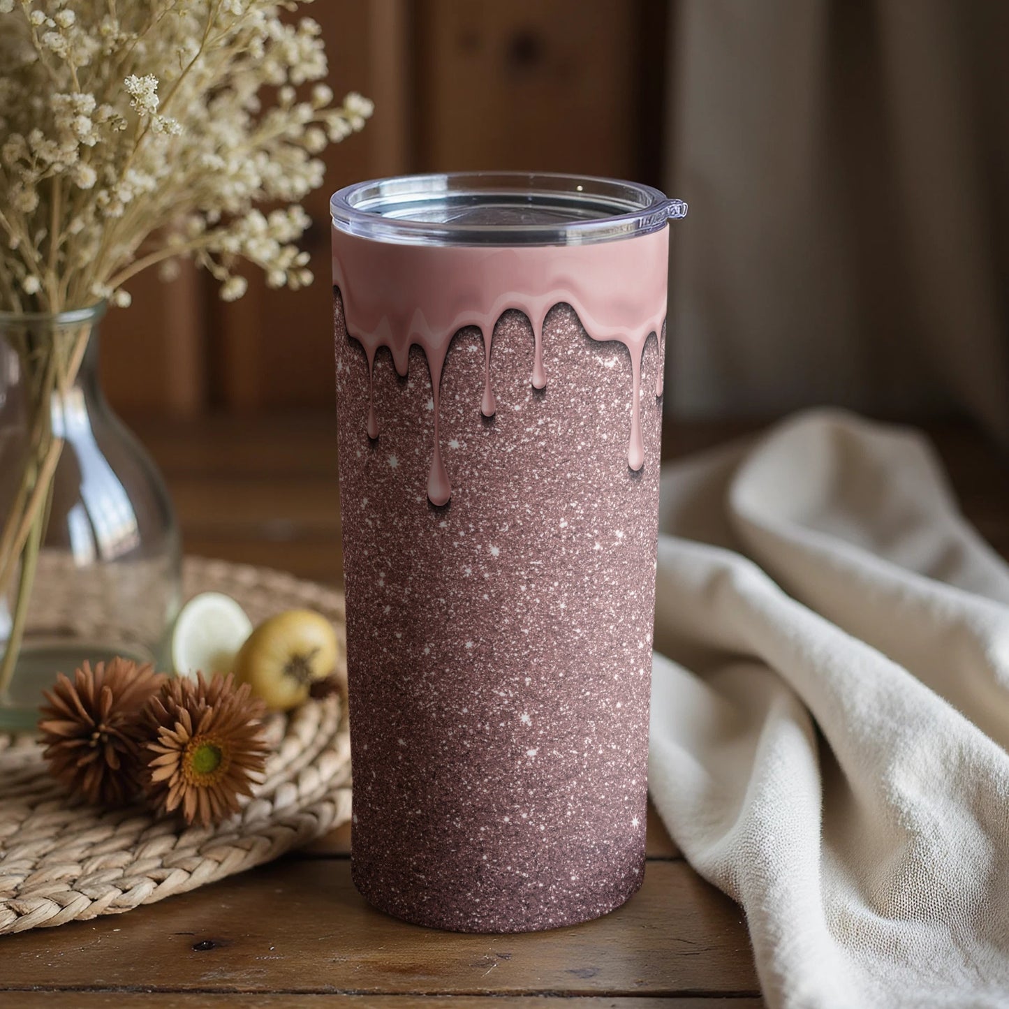 Glittery Drip Design Tumbler for Drinks