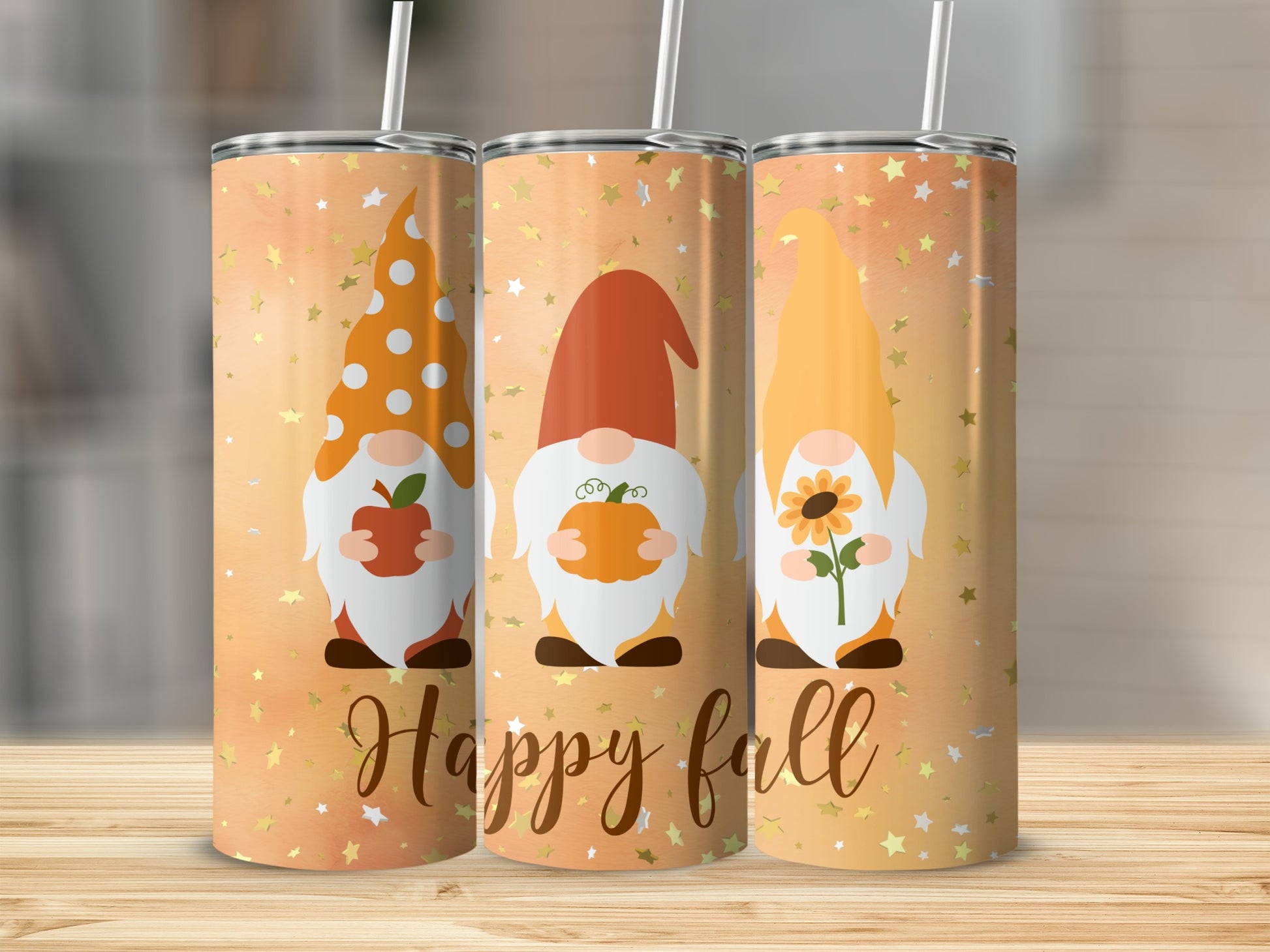 Happy Fall Gnomes Tumbler With Straw Drinkware