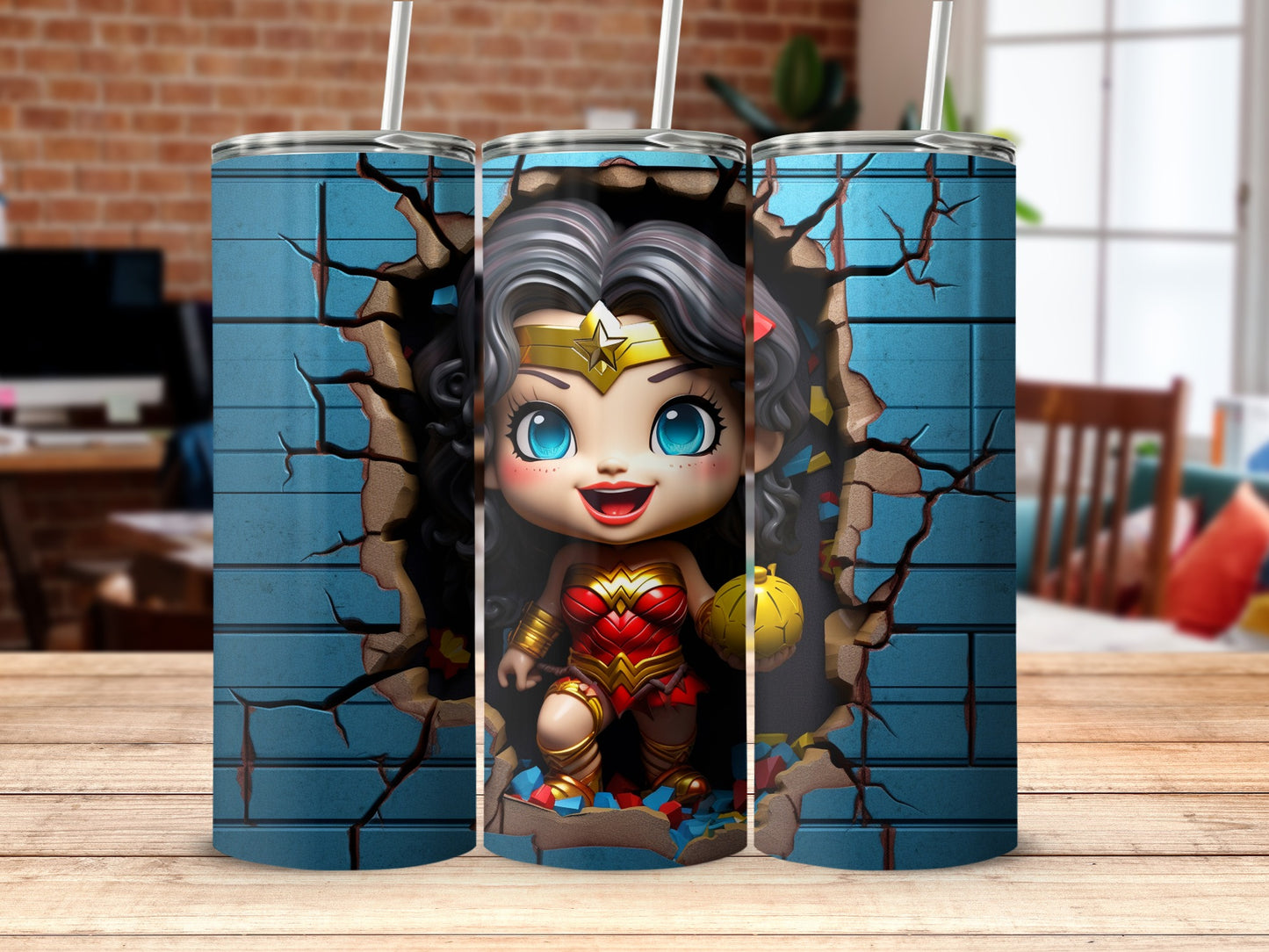 Cartoon Superhero Breaking Wall Tall Insulated Tumbler