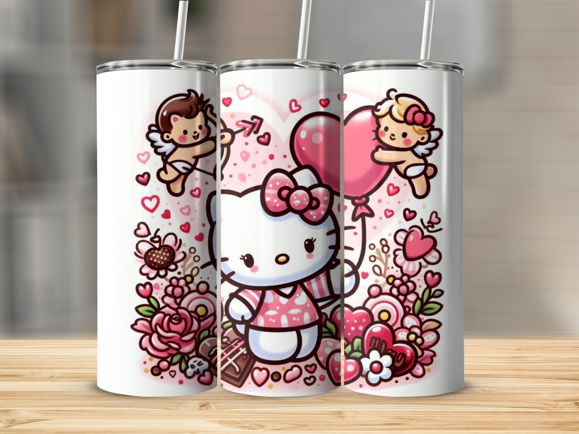 Cute Cartoon Hello Kitty with Cupids Valentine's Souvenir