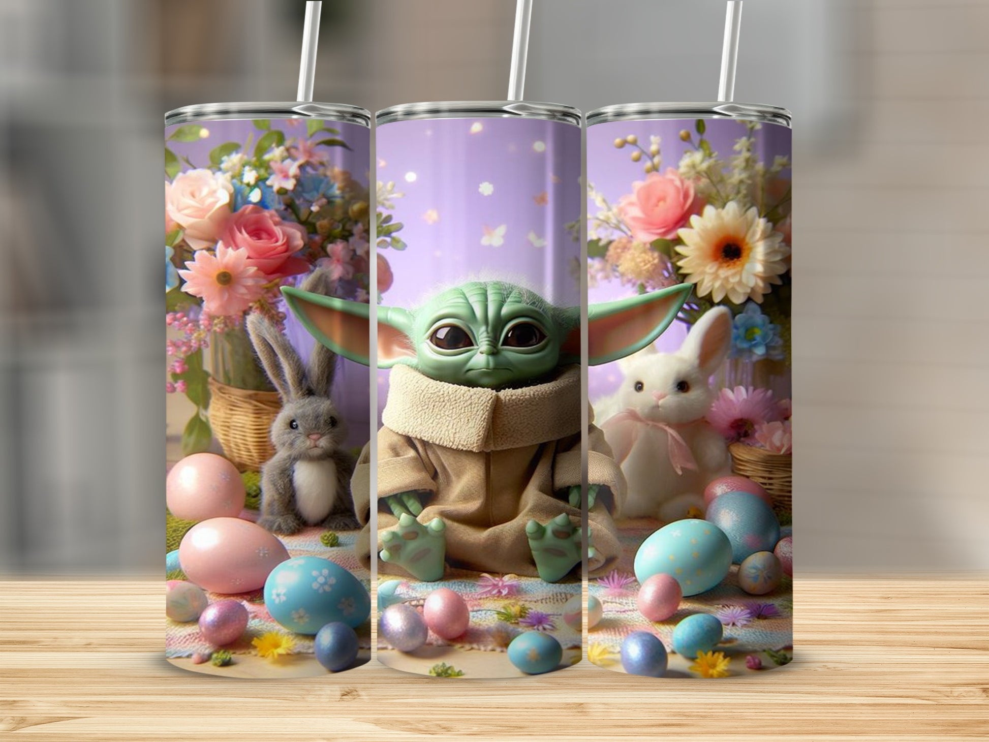 Grogu Easter Bunny Pastel Eggs Tumbler