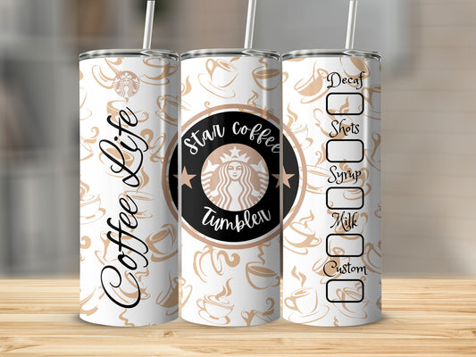 Coffee Life Star Coffee Tumbler with Order Checklist