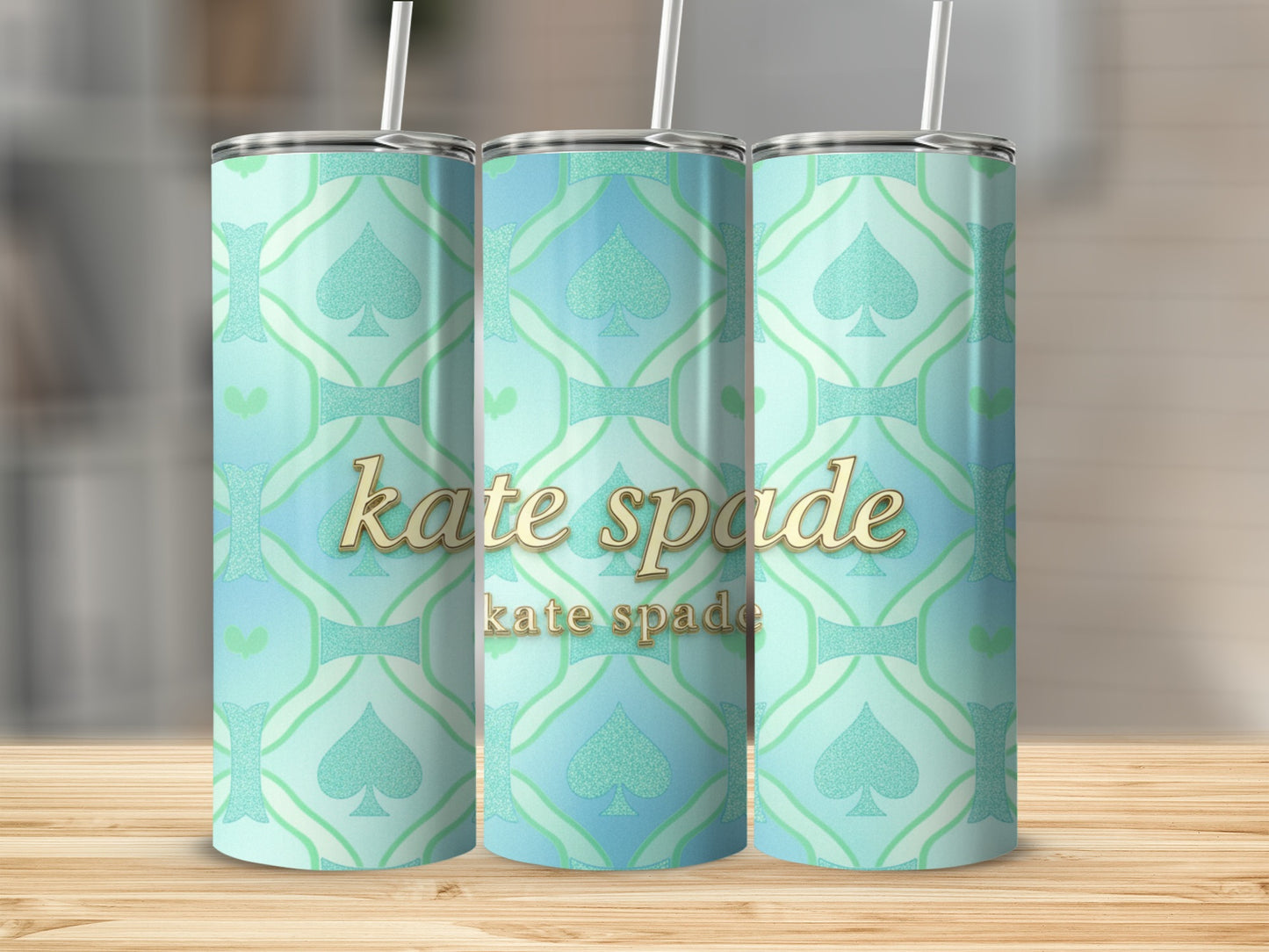 Inspired By Fabulous Kate Spade Gold Lettering Spade Pattern Pastel Tumblers
