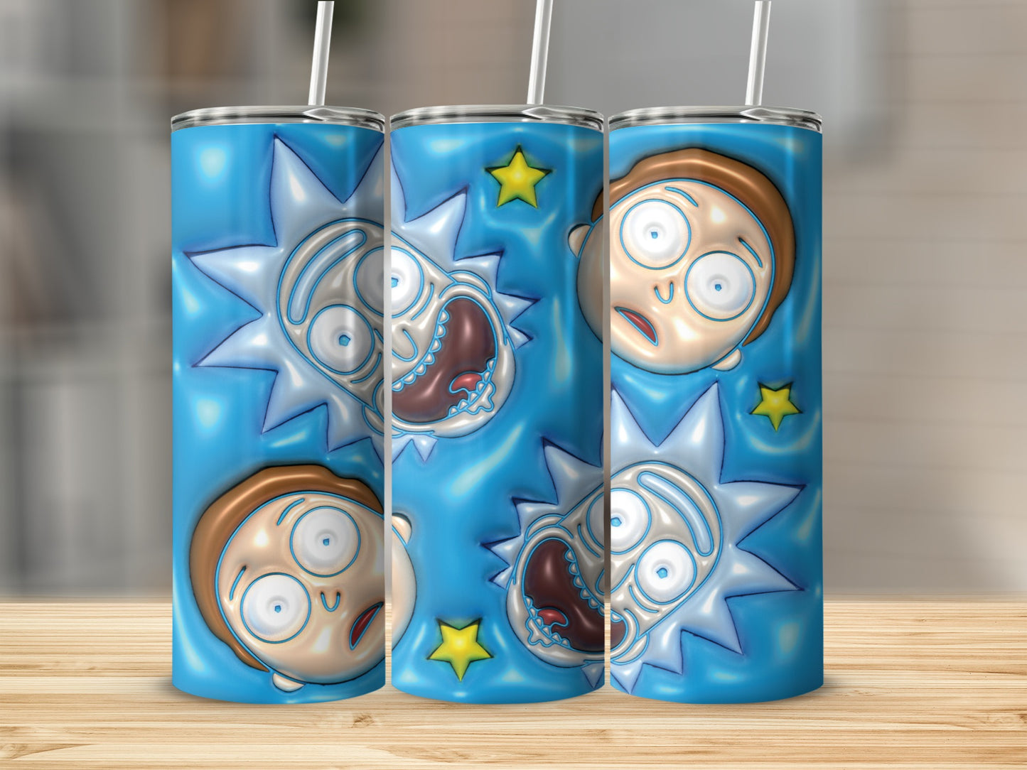 Rick and Morty Themed Tumbler with Character Faces