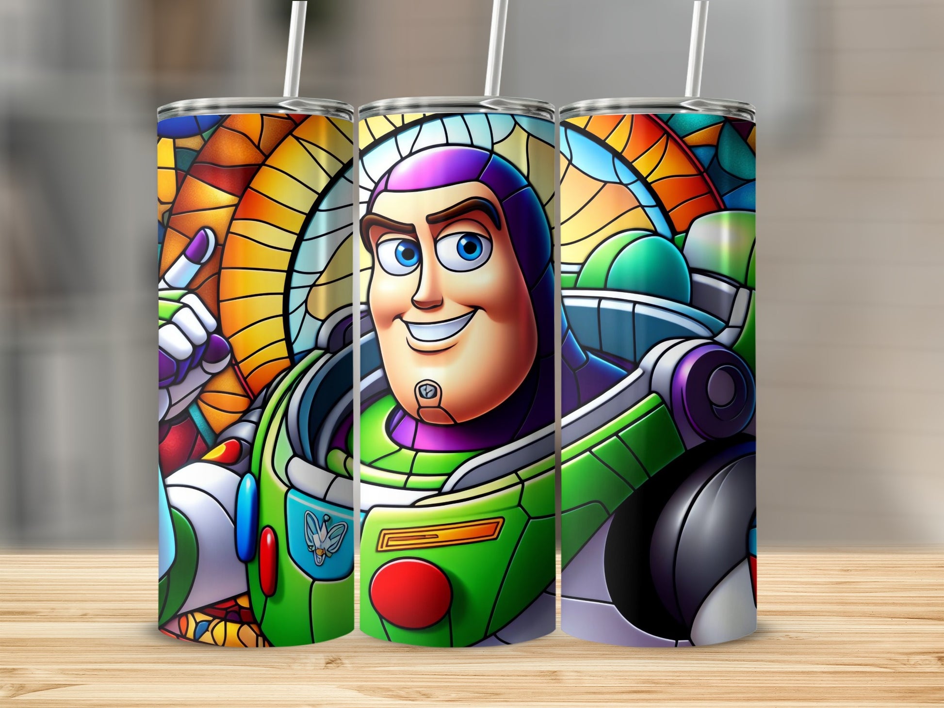 Buzz Lightyear Colorful Stained Glass Tumbler Art