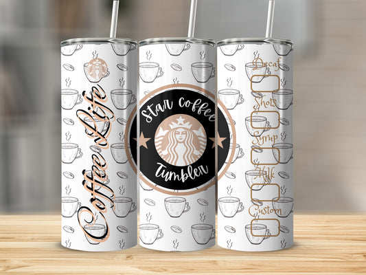 Star Coffee Tumbler with Customizable Drink Options