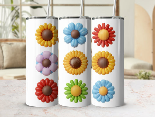 Vibrant 3D Flower Tumblers Colorful Floral Happy product type