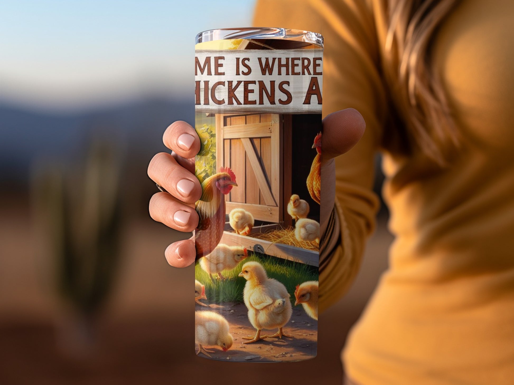 Charming Rustic Rooster and Chicks Farm-Themed Tumbler
