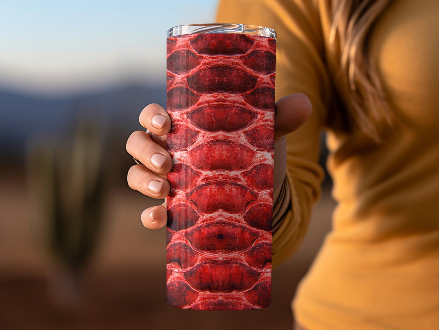 Red Snake Pattern Close-Up Reptilian Skin Texture Tumblers