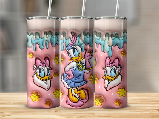 Daisy Duck Pink and Blue Drip Tumbler Cup for Kids