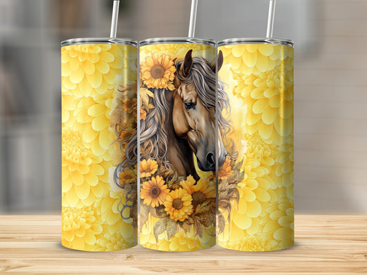 Sunflower and Horse Tumbler Design for Tumbler Product