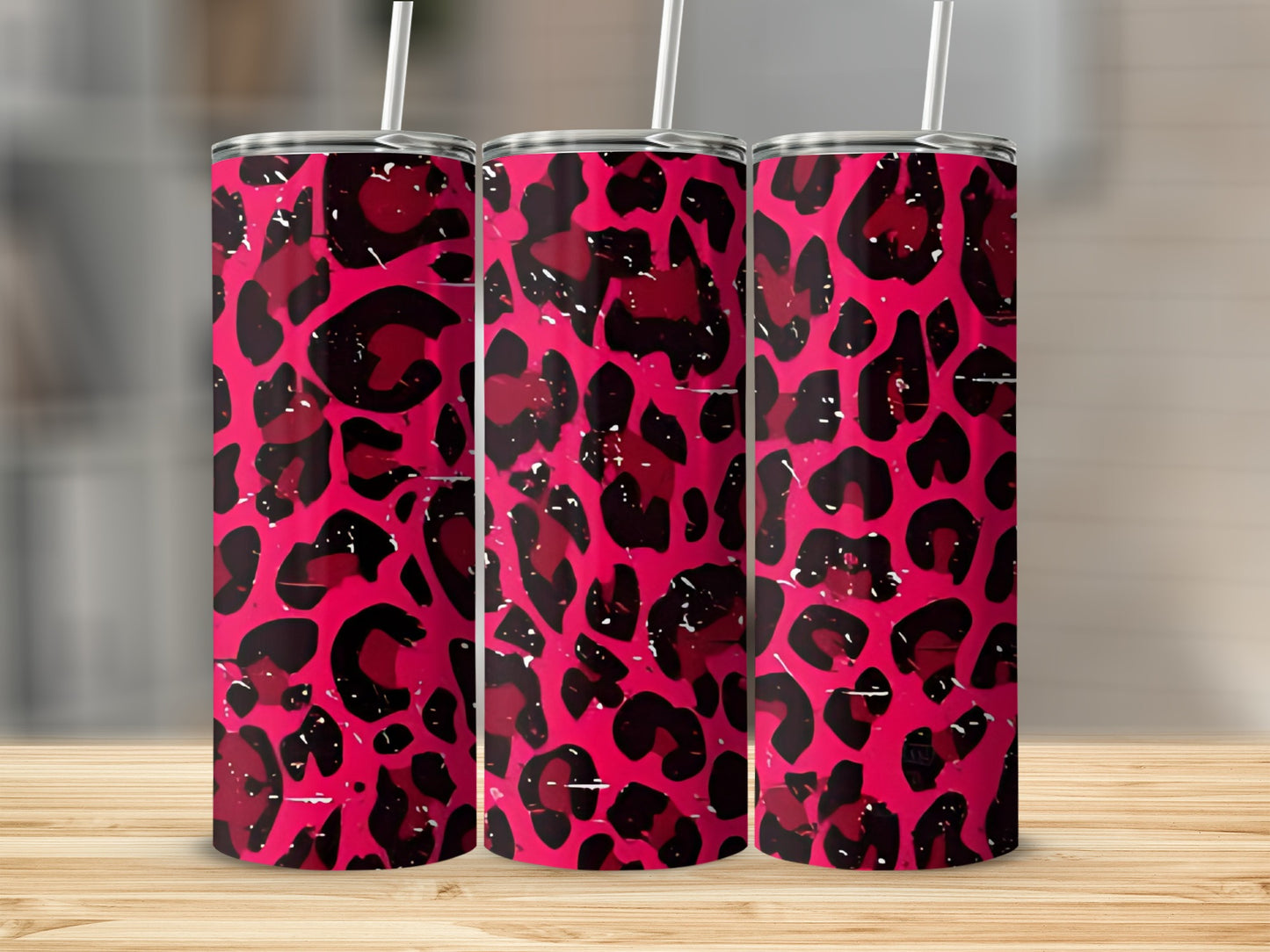 Bold Pink Leopard Print Stainless Steel Tumbler