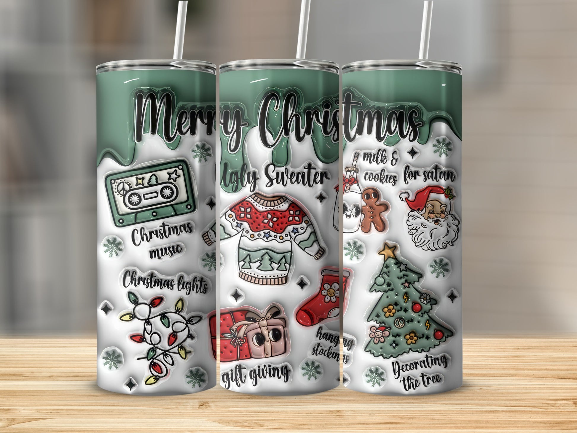 Merry Christmas Ugly Sweater Design Tumbler Cup