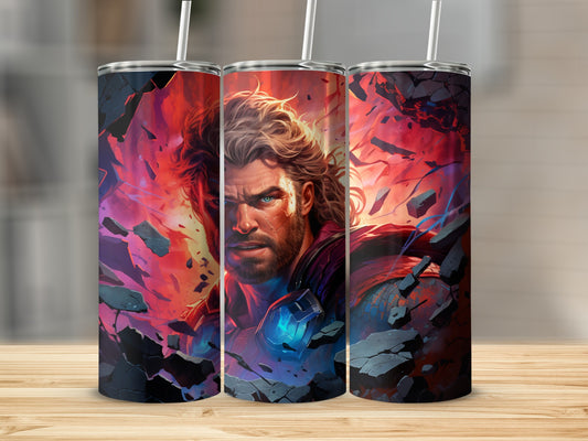 Epic Battle Art Design Tumbler with Straw