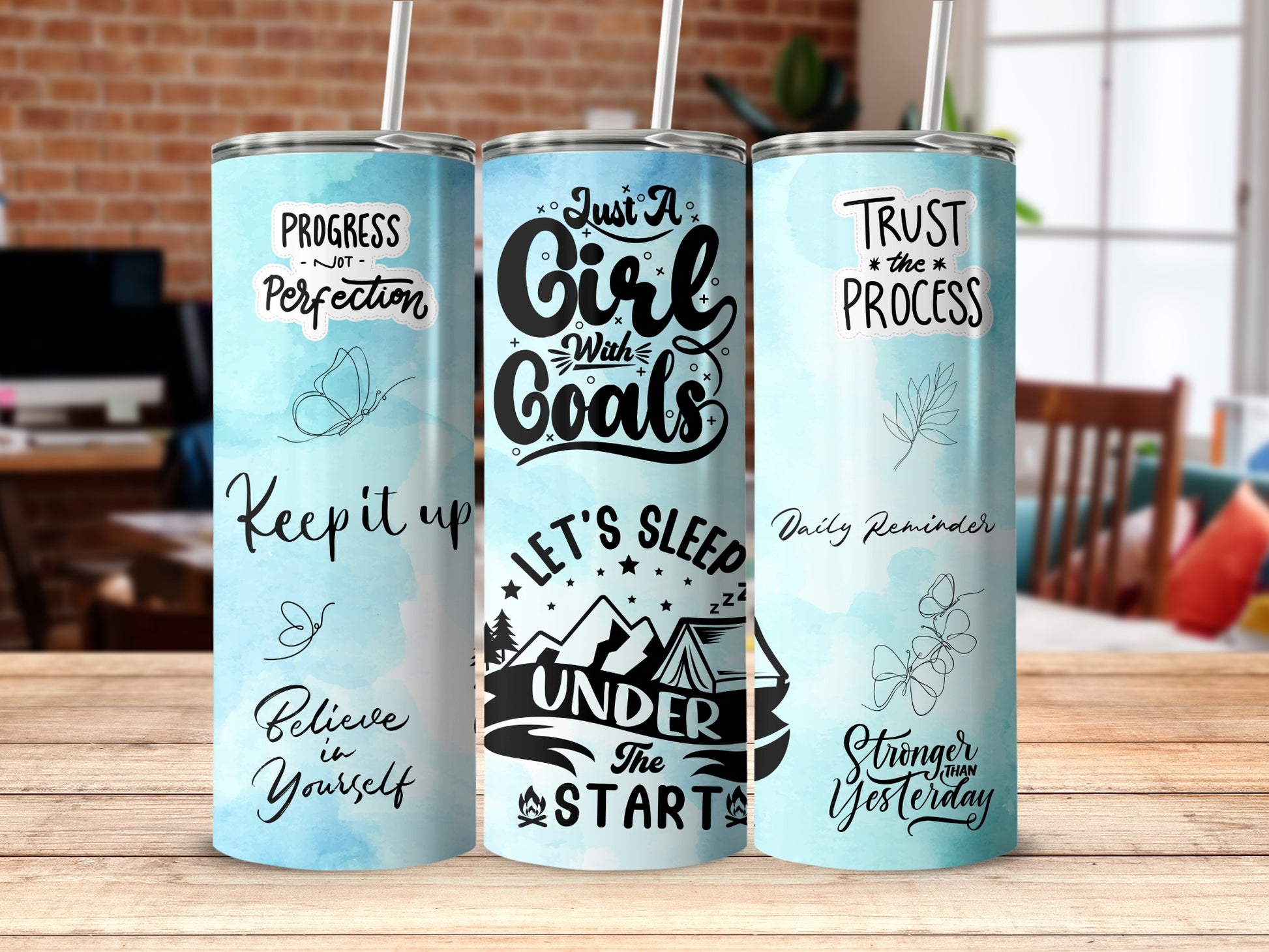 Motivational Inspirational Quotes Blue Tumbler