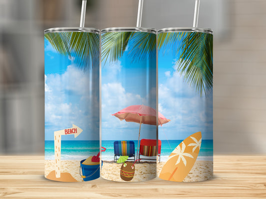 Tropical Beach Scene Insulated Tumbler Flask Product