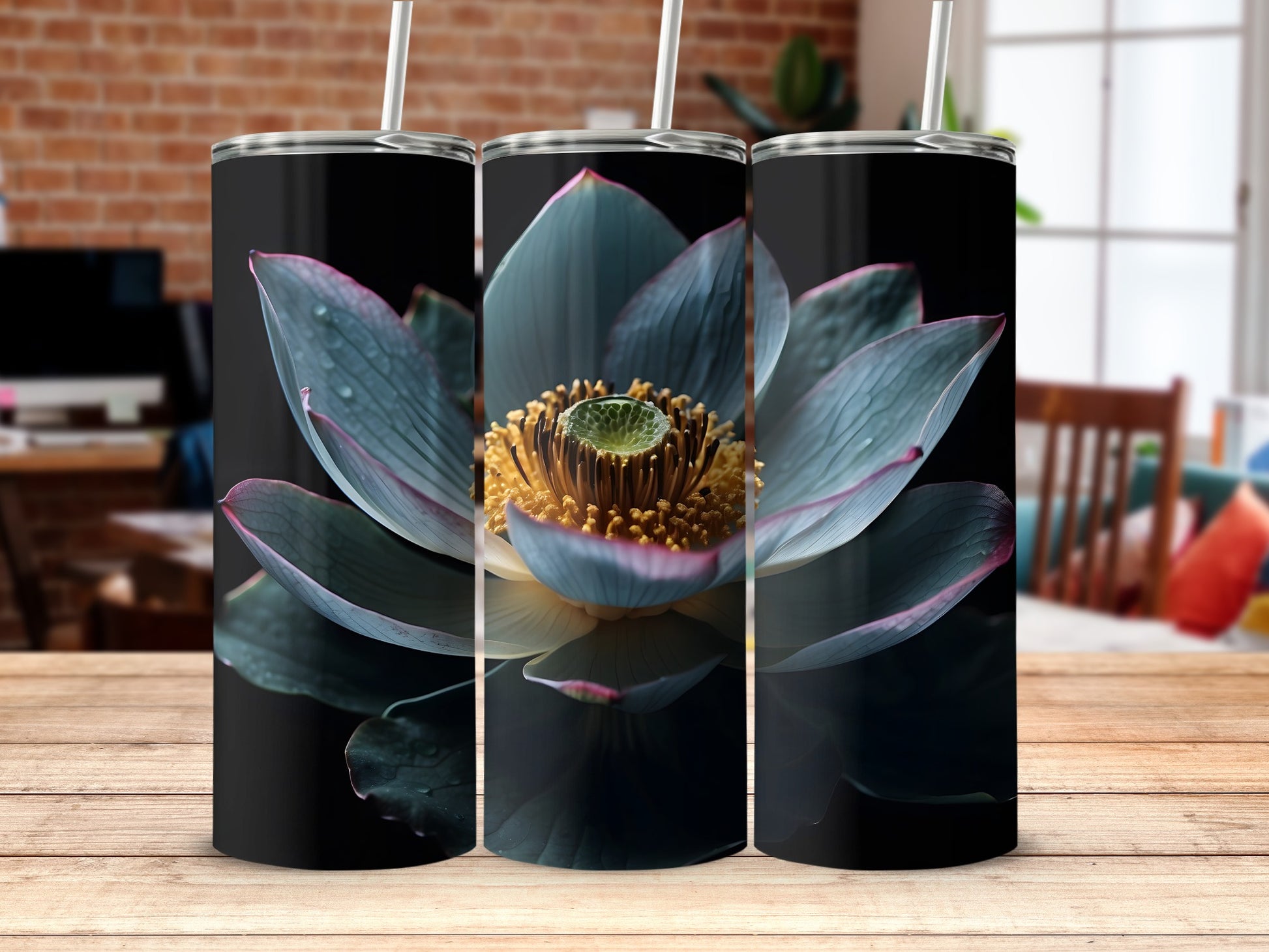 Serene Lotus Flower Dark Backdrop Artwork product type