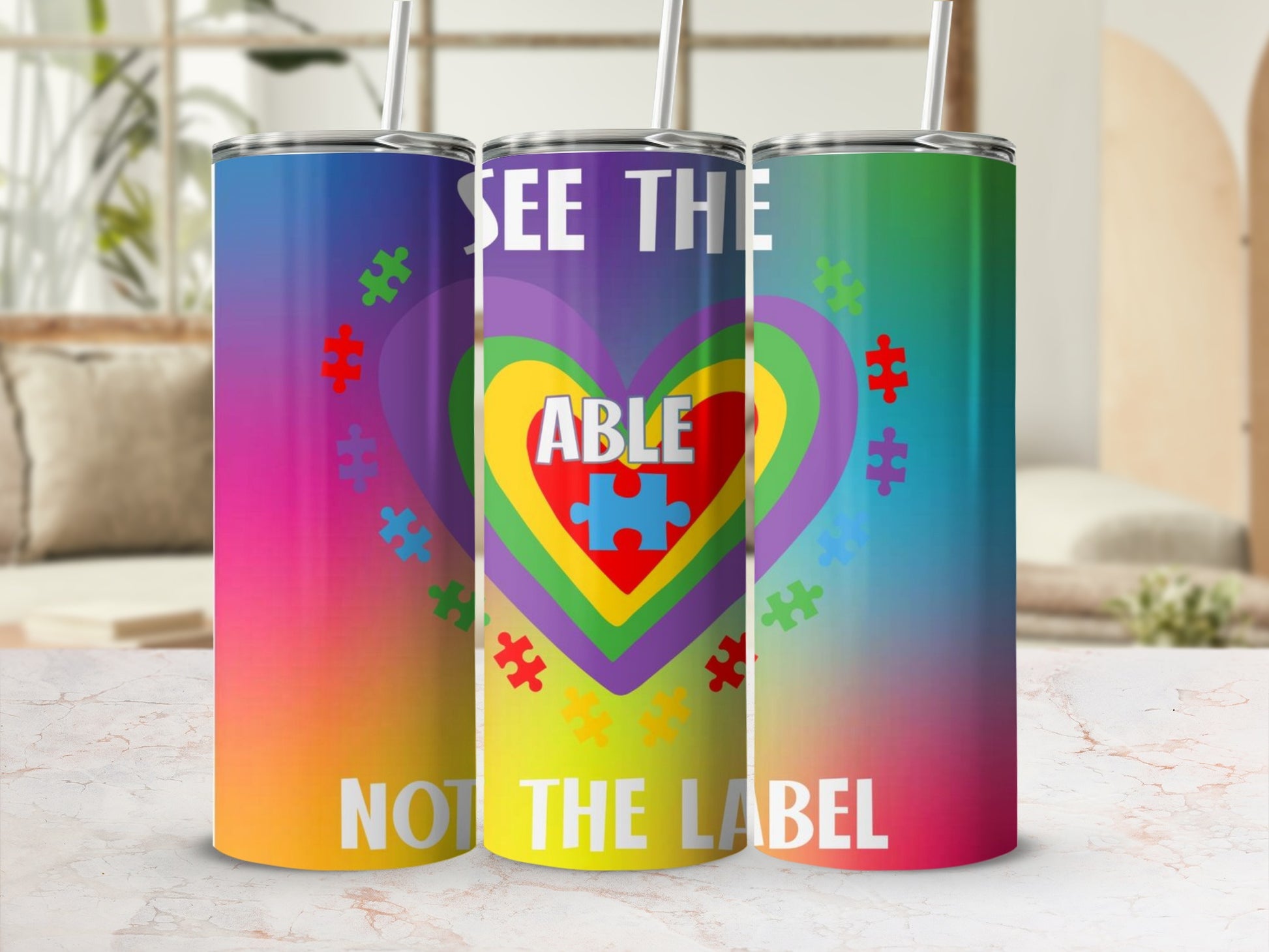 See The Able Not The Label Gradient Design Tumbler