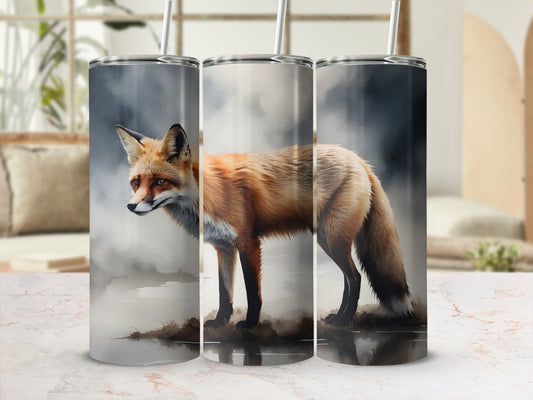Fox watercolor tumbler design.