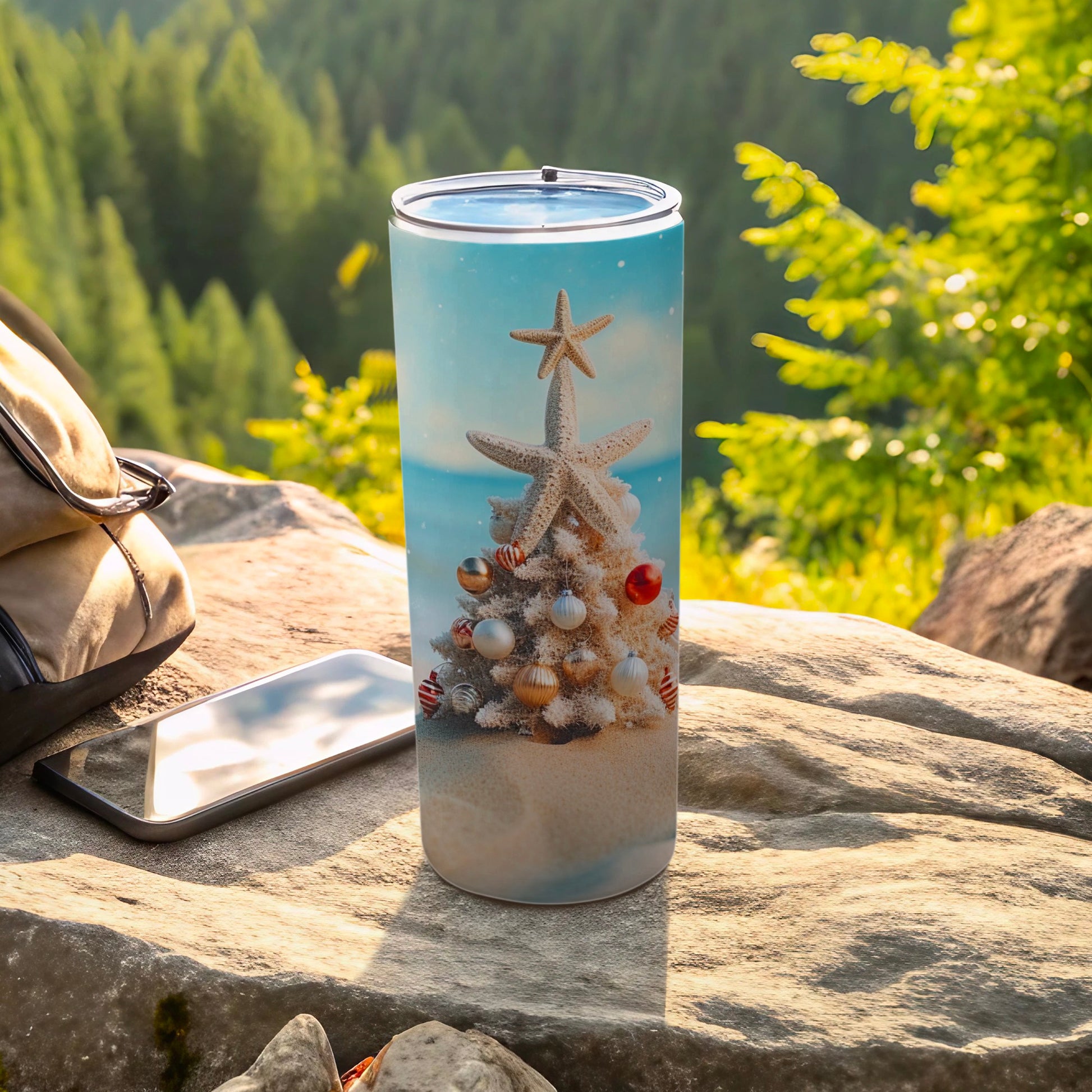 Beach Theme Christmas Tree Design Tumbler Product