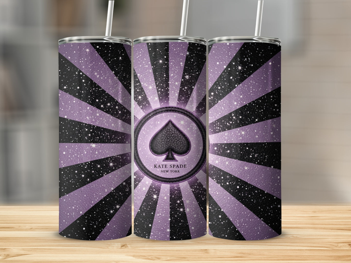 Kate Spade Inspired  New York Spade Purple And Black Tumblers