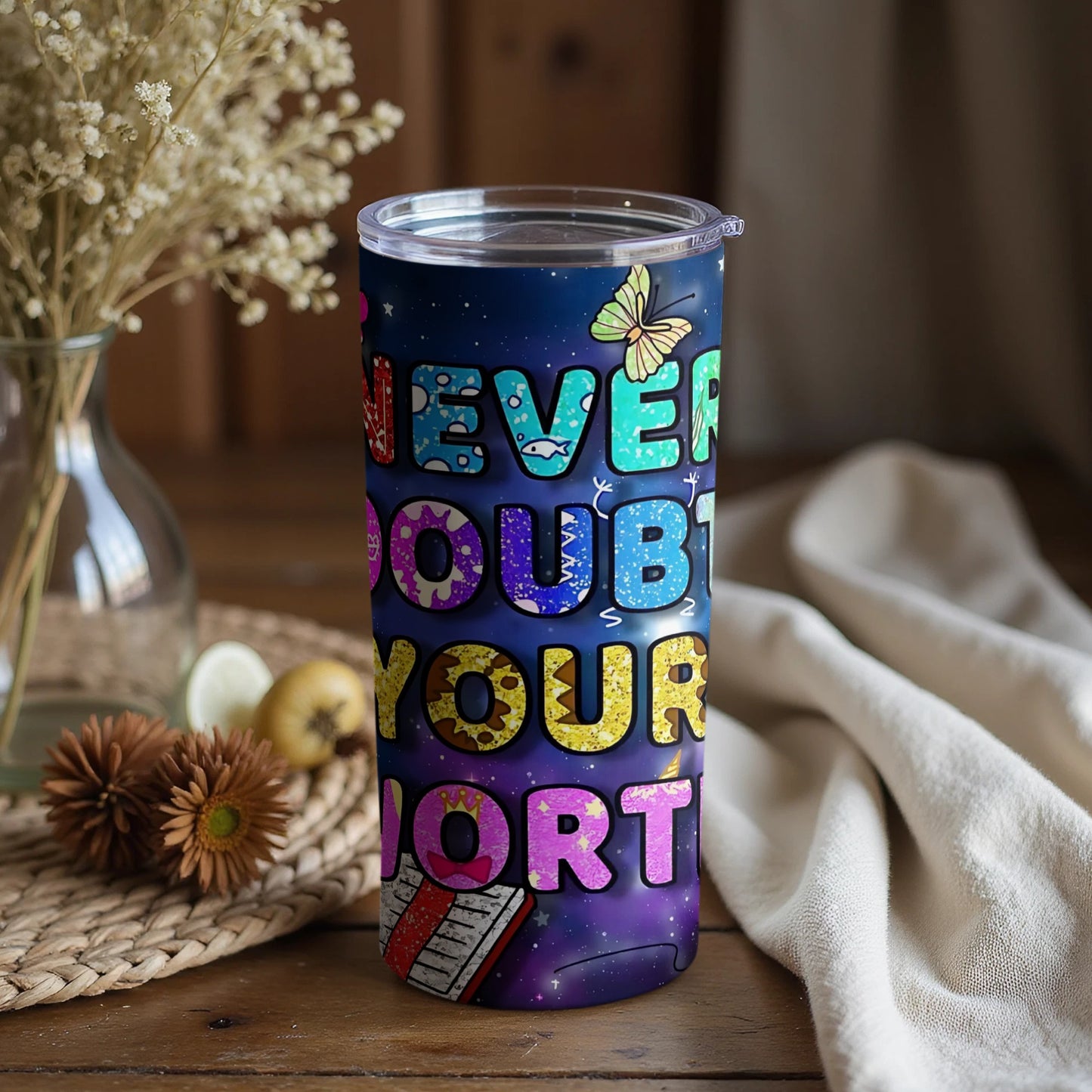 Never Doubt Your Worth Insulated Travel Mug