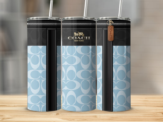 Stylish Blue and Black Patterned Coach Tumbler Product