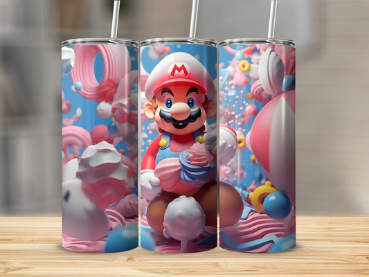 Vibrant Mario and Colorful Background Design Tumbler
