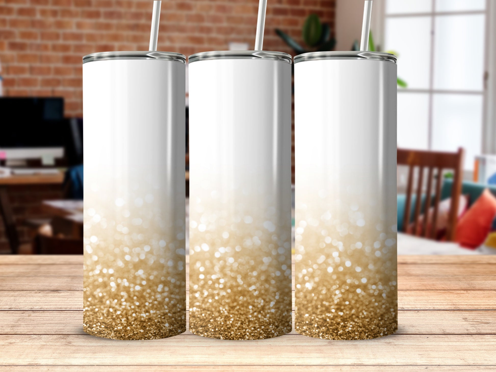 Sparkling Gold and White Tumbler perfect for any event