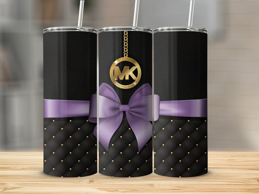 Elegant Black and Purple Tumbler with Gold Accents tumbler
