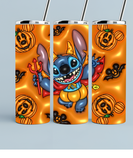 Stitch dressed as a Devil with a Pumpkin Pants Halloween