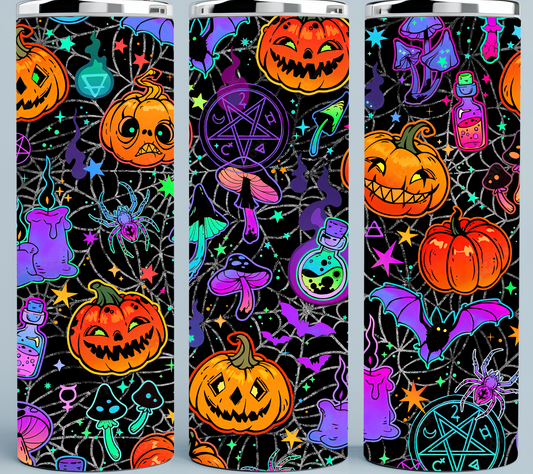 Neon Halloween Orange pumpkins