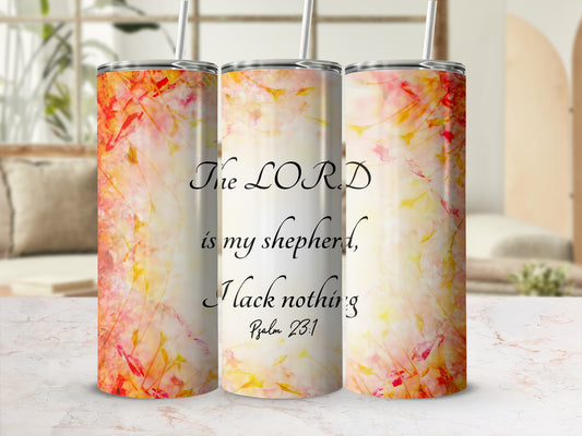 Inspirational Floral Psalm 23:1 Insulated Tumbler