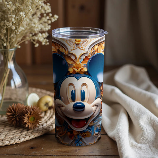 Cartoon Character Tumbler with Intricate Pattern Design