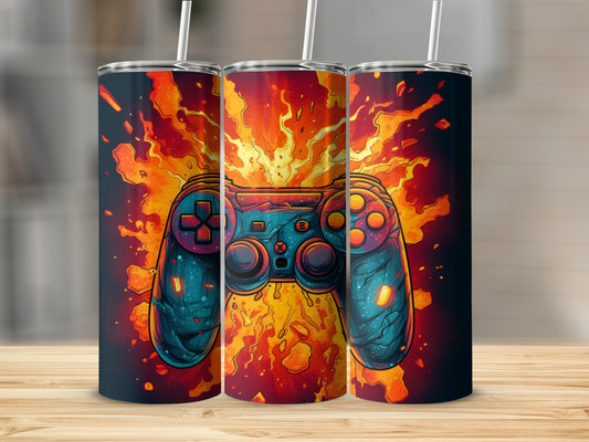 Vibrant Explosive Game Controller Design Tumbler