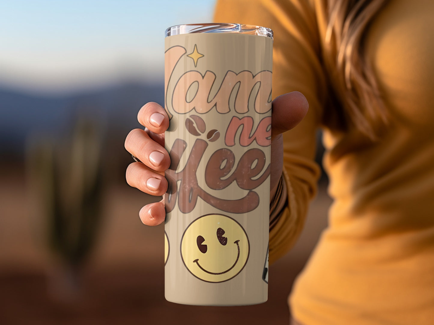 Morning Coffee Tumbler with Smileys Design
