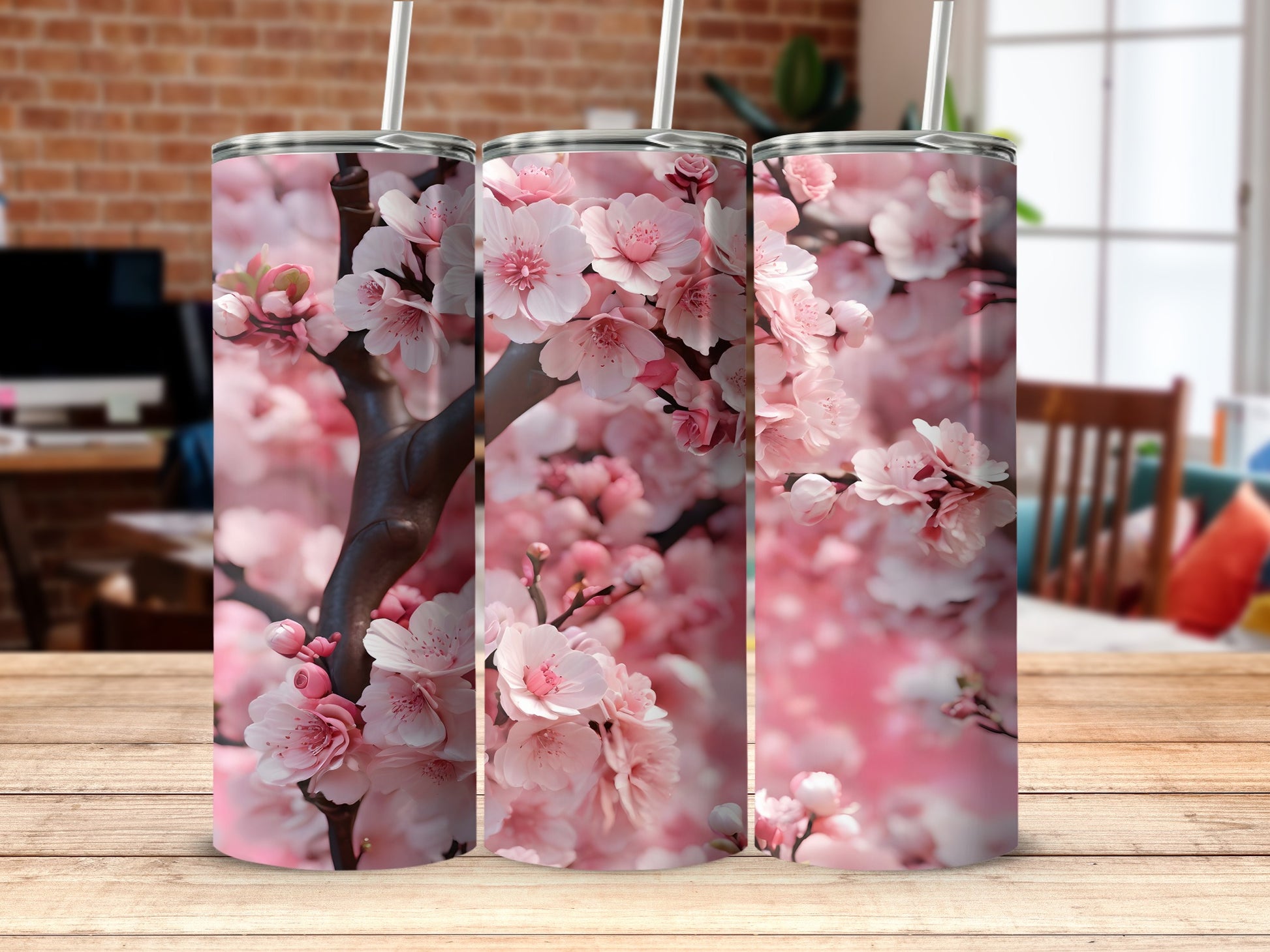 Pink Cherry Blossom Floral Design Tumbler product type