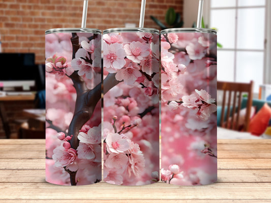 Pink Cherry Blossom Floral Design Tumbler product type