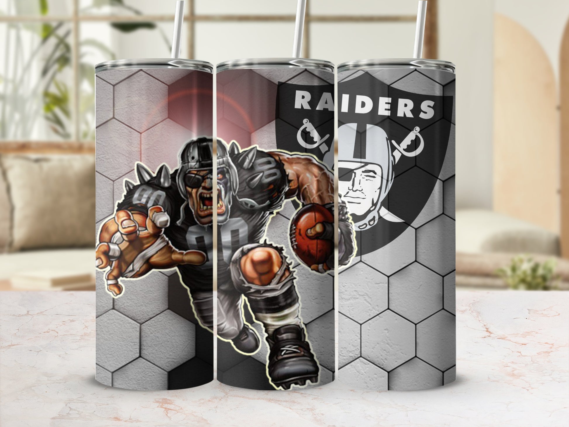 Fierce Raiders Football Player Sports Tumbler