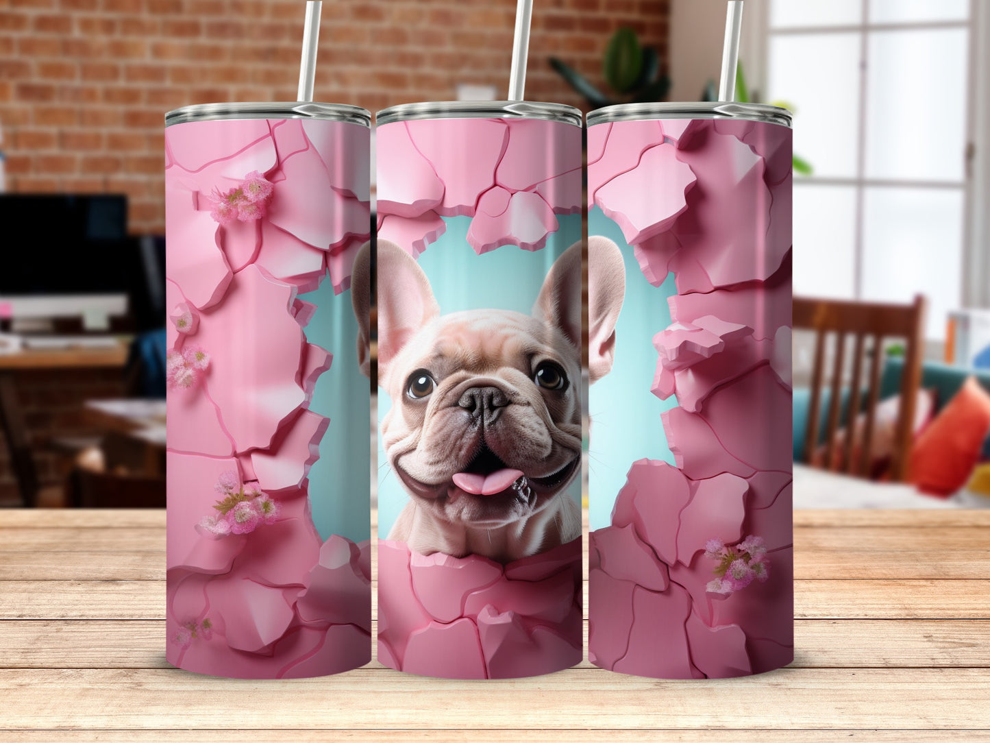 French Bulldog Puppy Pink Cracked Wall Tumbler product type
French Bulldog
Bulldog Puppy
Cute Dog
Dog Lover
Pink Design
Cracked Wall
Shattered Art
Floral Accent
Aqua Background
Tumbler Cup
Drinkware
Beverage Holder
Pet Theme
Animal Design
Puppy Art
Gift Idea
Custom Tumbler
Trendy Drinkware
Frenchie Tumbler
Happy Dog