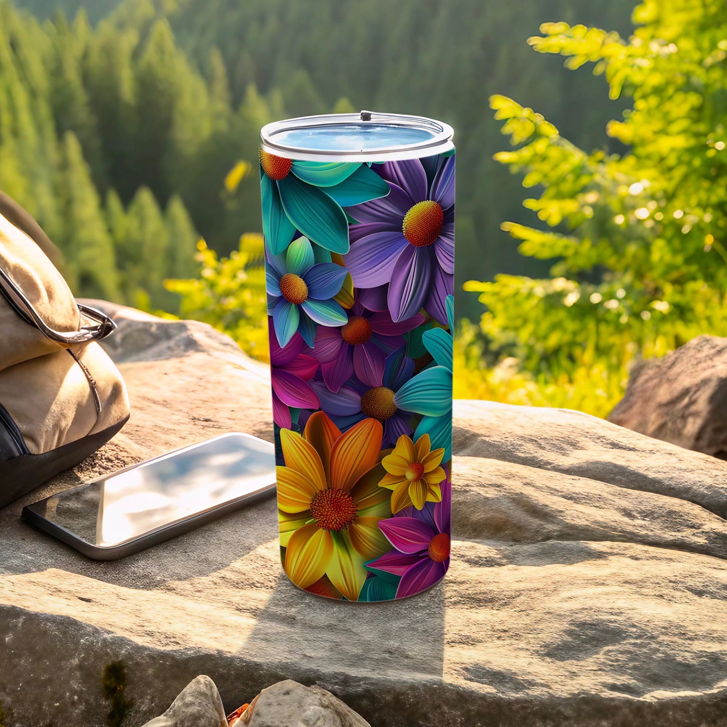 Colorful Floral Insulated Travel Tumbler Cup